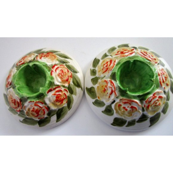 Wilkinson Royal Staffordshire Pottery England - Pair (2) Floral Candlesticks VTG - Picture 6 of 11